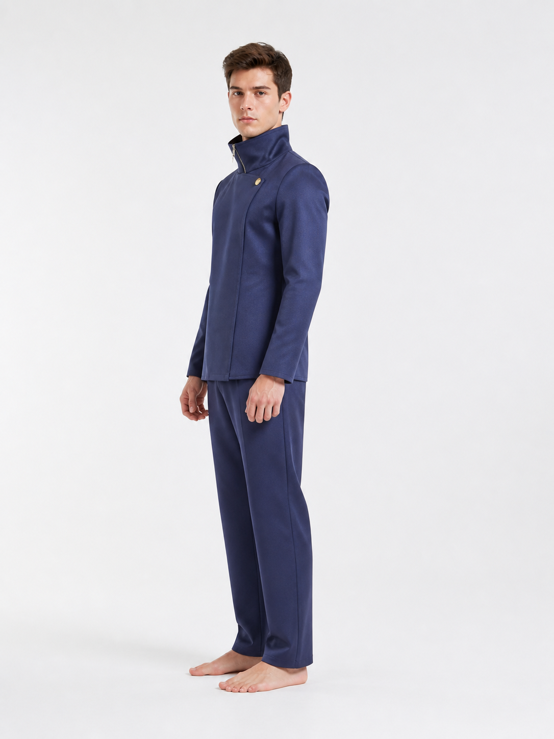 Anime Cosplay Costume with High Collar and Pants side view