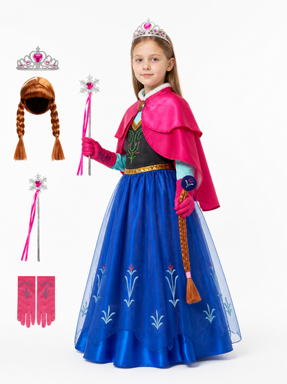 Snow Queen Costume with Cape and Crown side view