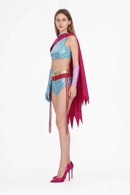 Cosplay Costume Top and Shorts with Accessories side view
