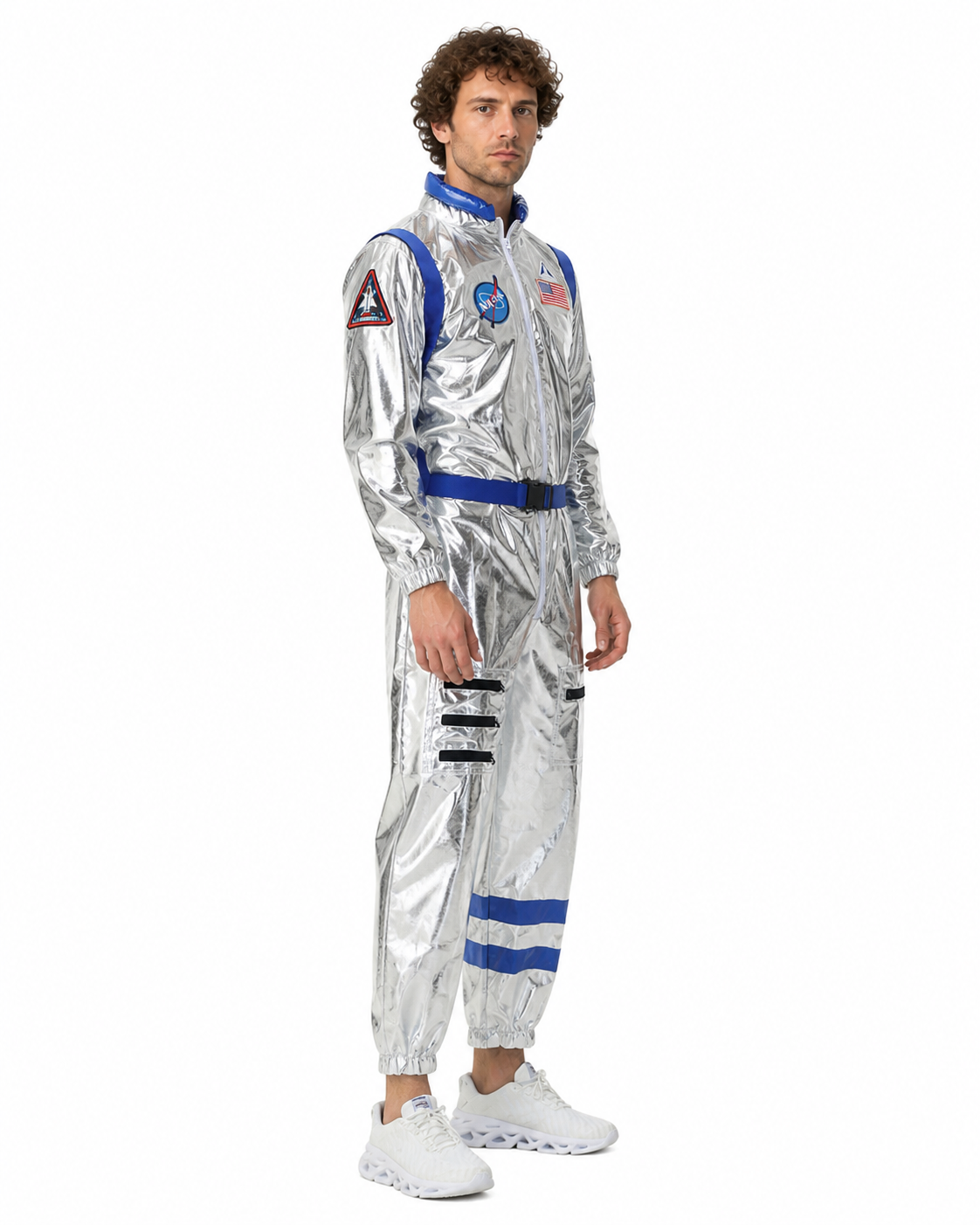 Astronaut Jumpsuit with NASA Patches for Stage Performances side view