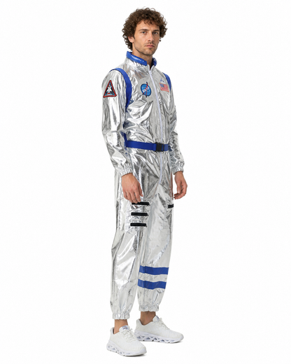 Astronaut Jumpsuit with NASA Patches for Stage Performances side view