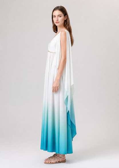 Long Cosplay Dress with Cape Sleeves