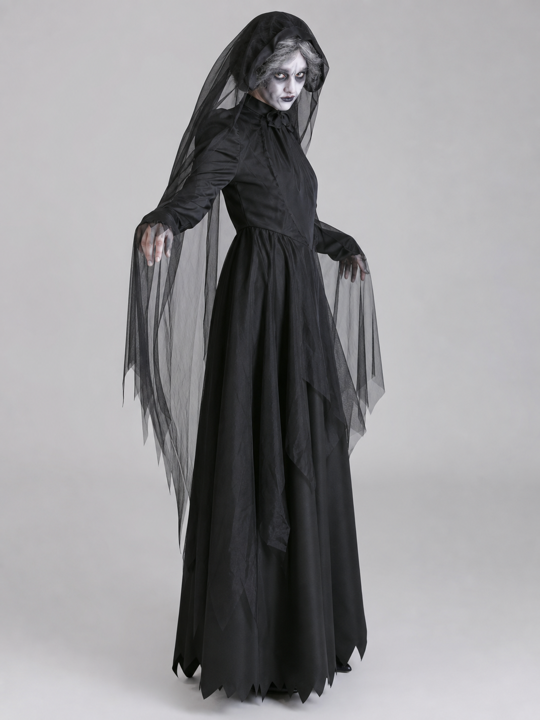 Halloween Costume: Black Dress with a Long Veil