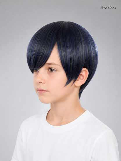Dark Blue-Purple Carnival Wig for Cosplay side view