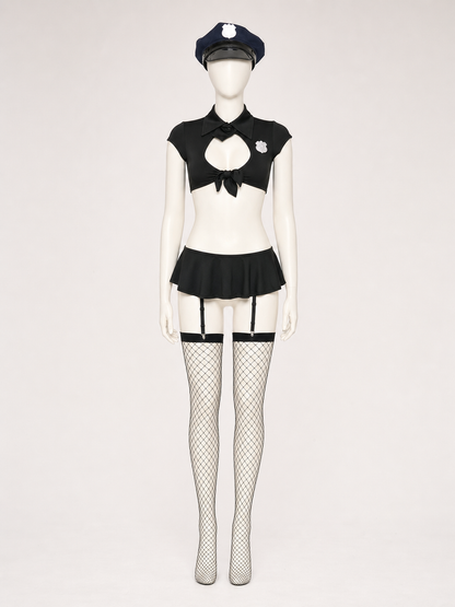 Police Costume with a Short Top and Skirt for Cosplay side view