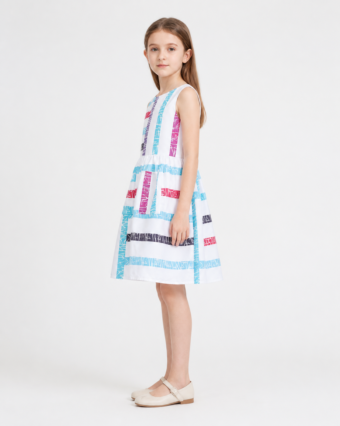Children's Multicolor Plaid Sleeveless Dress side view