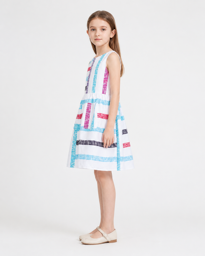 Children's Multicolor Plaid Sleeveless Dress side view