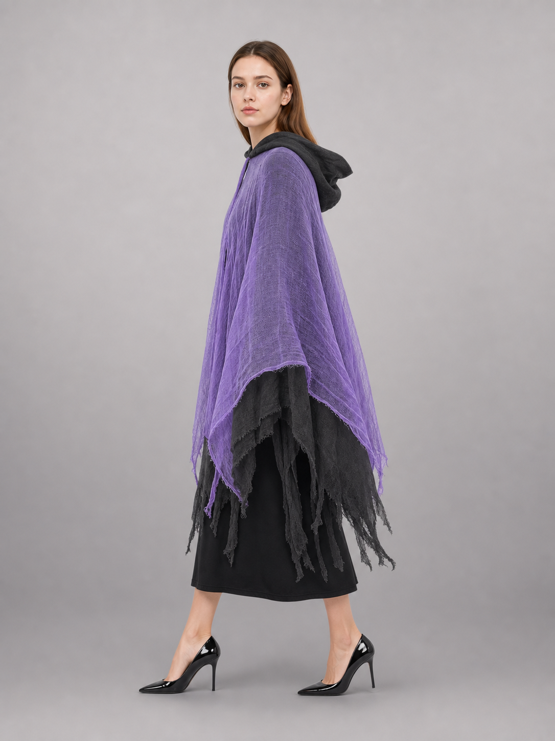 Purple Carnival Cloak with Black Hood
