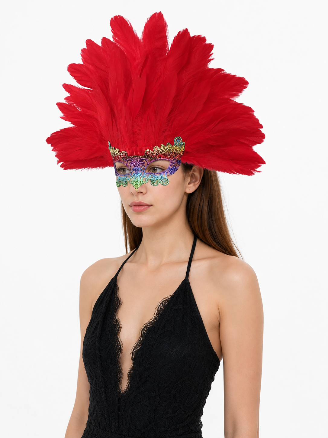 Carnival Headpiece with Red Feathers