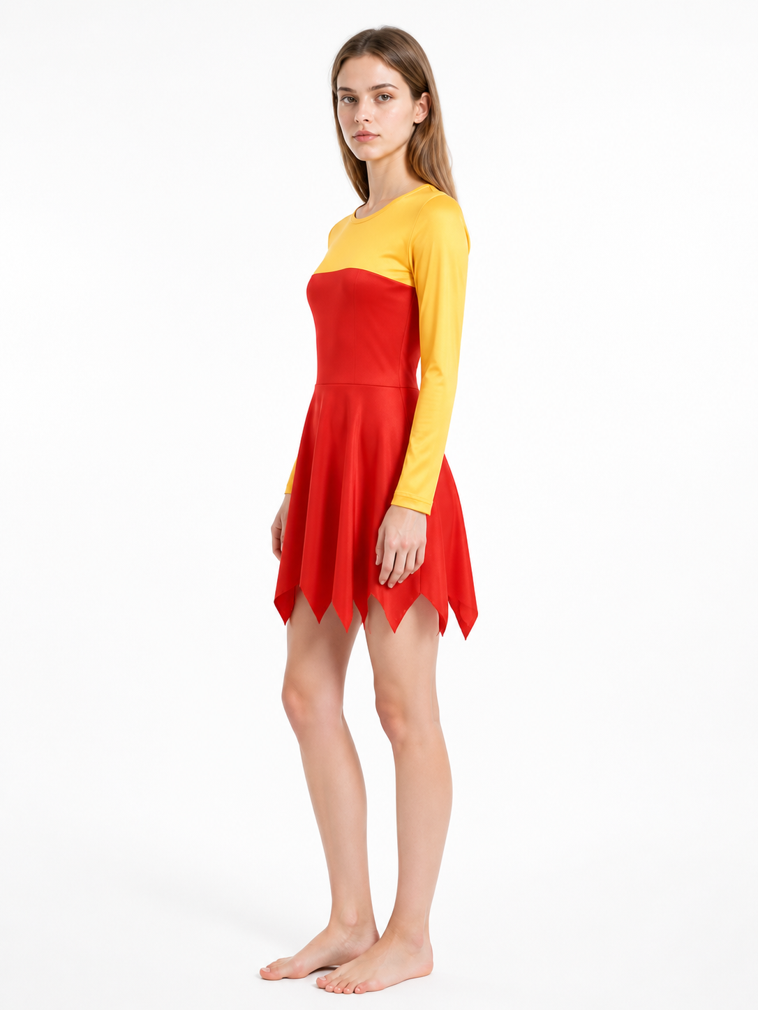 The Simpsons Cosplay Costume, Red and Yellow Dress side view