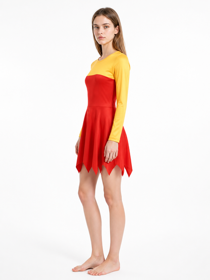 The Simpsons Cosplay Costume, Red and Yellow Dress side view