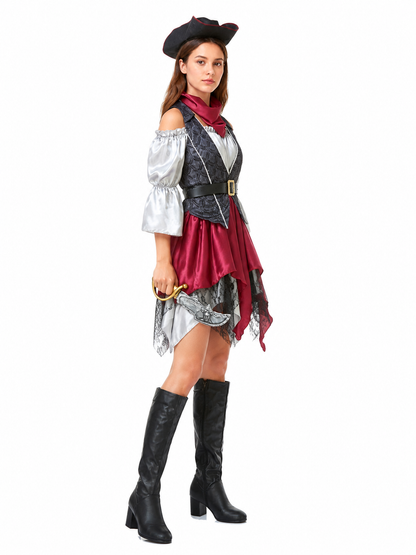 Pirate Cosplay Costume with Asymmetrical Skirt side view