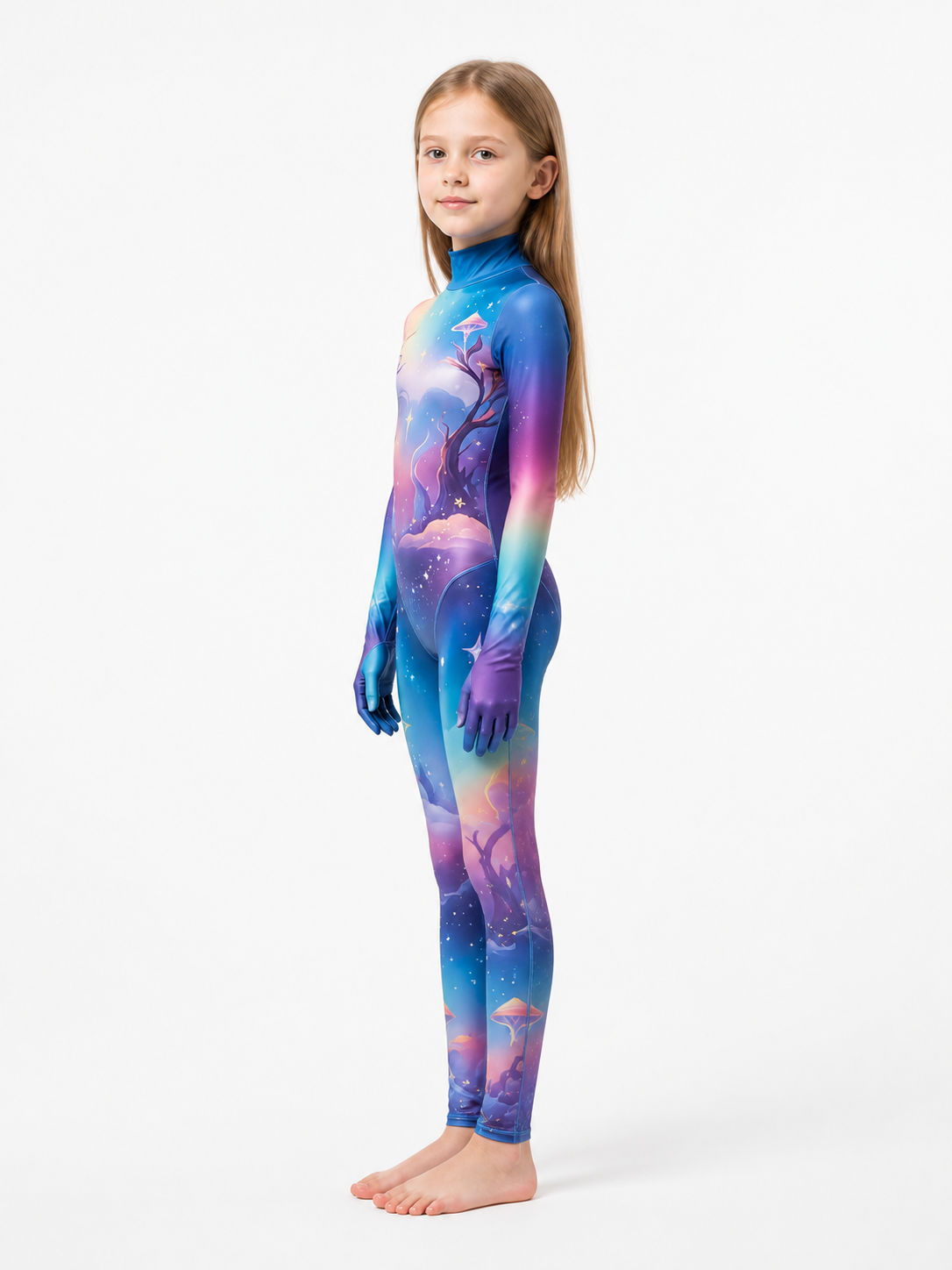 Cosplay Jumpsuit: Starry Sky, Mushrooms, High Collar side view