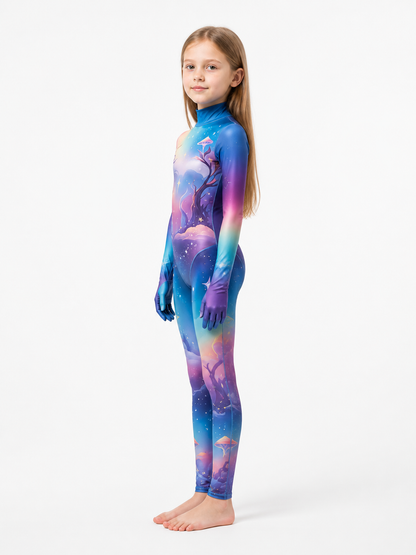 Cosplay Jumpsuit: Starry Sky, Mushrooms, High Collar side view
