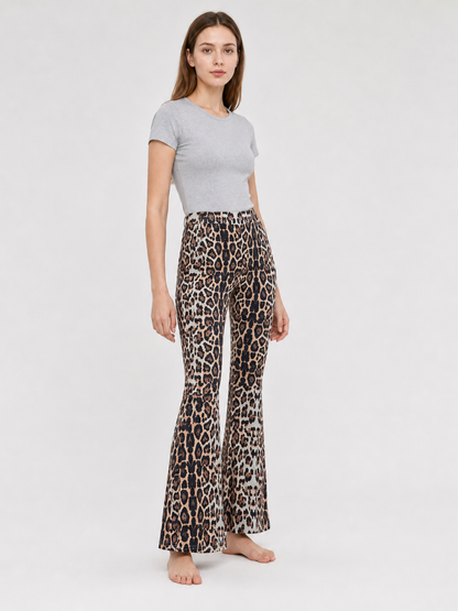 Flare Pants with Leopard Print and Accessories