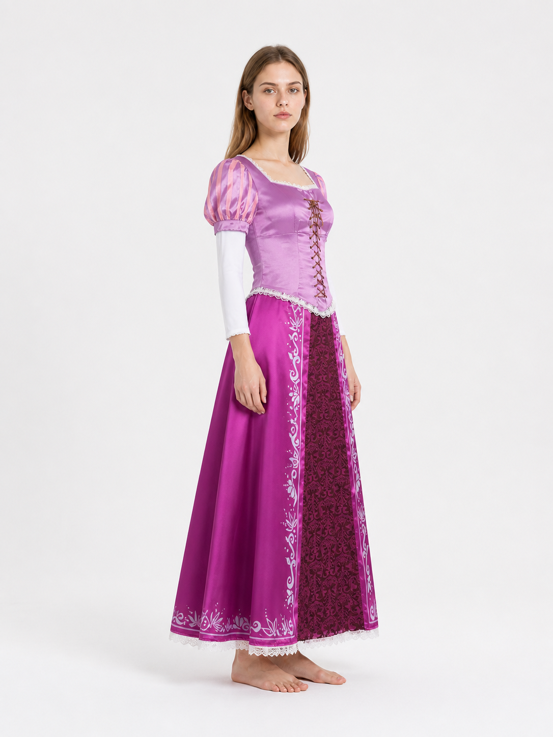 Cosplay Dress with a Square Neckline and Puff Sleeves side view