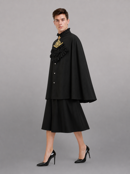 Gothic Shirt with Jabot and Gold Decor