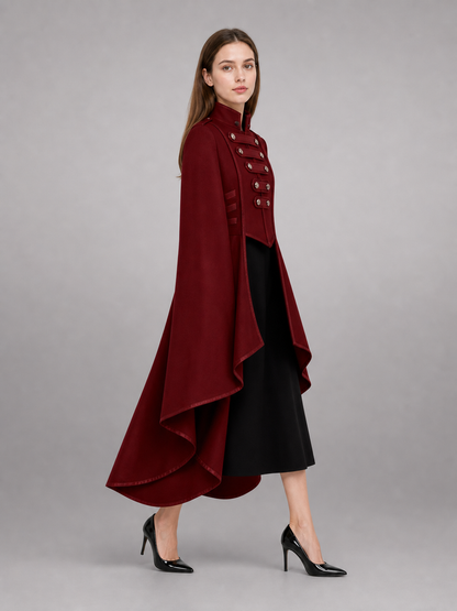 Burgundy Gothic Dress with a Black Panel