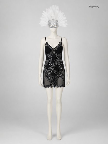 1pc White Feather Mask with Silver Lace Hollow Out, Crown Headdress for Vintage side view