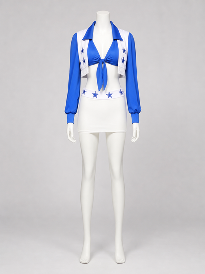 Blue and White Stage Costume with Fringe and Stars