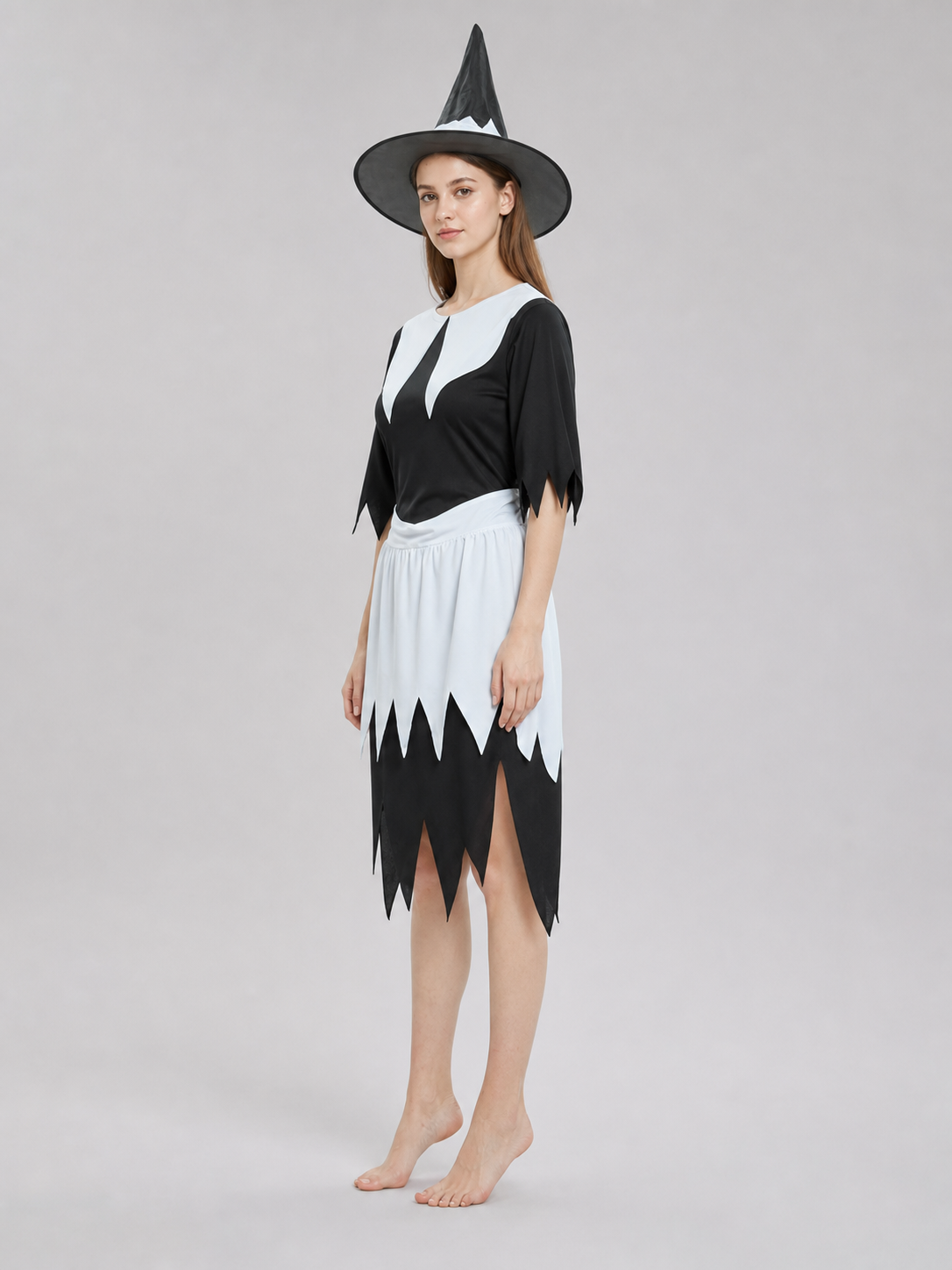 Halloween witch costume with hat and dress side view 2