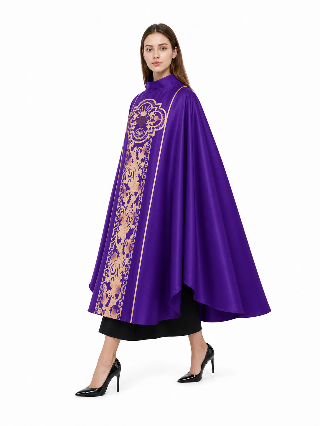 Purple Carnival Cloak with High Collar