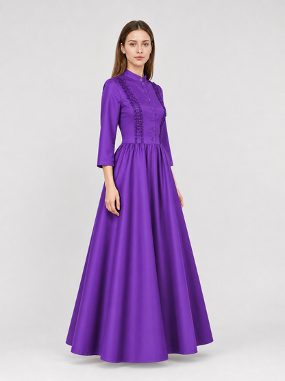 Gothic Victorian Dress with Stand Collar