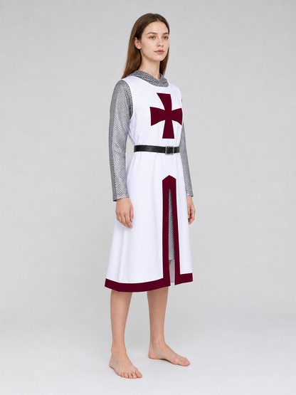 Medieval Costume with Cross, Cloak, and Belt
