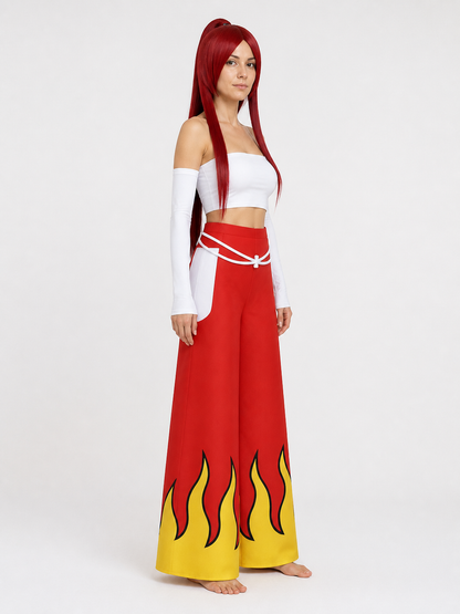 Cosplay Costume with Red Pants and Wig for Halloween side view