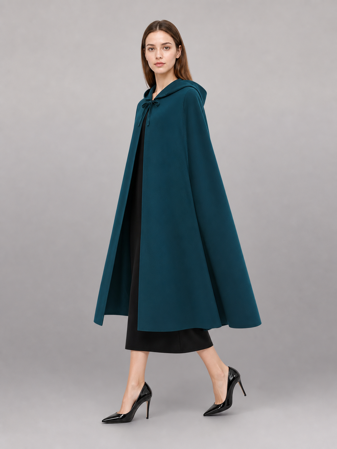 Dark Teal Carnival Hooded Cape