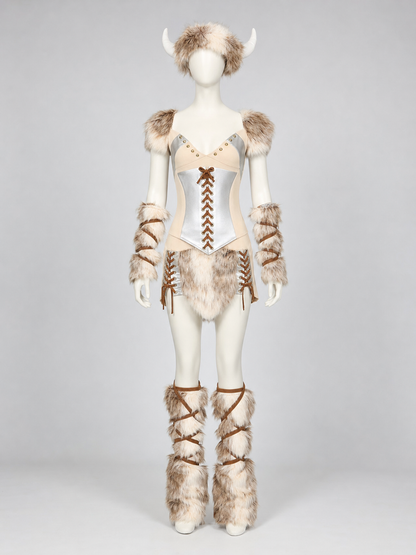 Historical Viking Costume with Horned Headwear