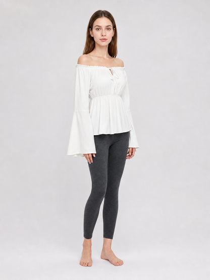Off-the-Shoulder Blouse with Flared Sleeves