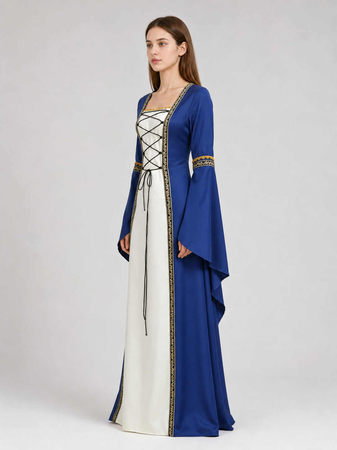 Medieval Dress with Lacing and Gold Trim