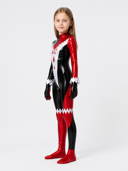 Black, Red, and White Clown Jumpsuit with Bloodstains side view