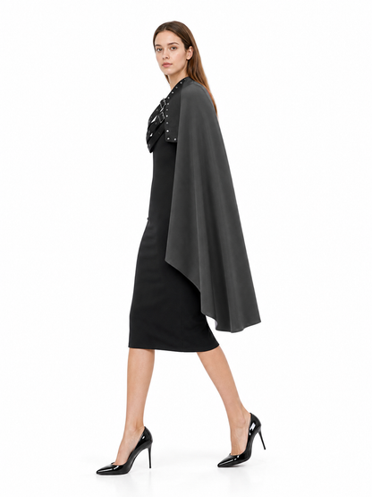 Black Medieval Carnival Cloak with Hood