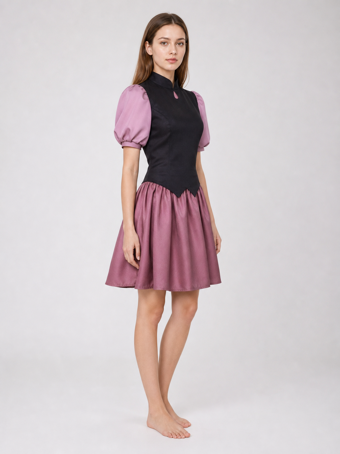 Amity Cosplay Costume: Black Top and Burgundy Skirt