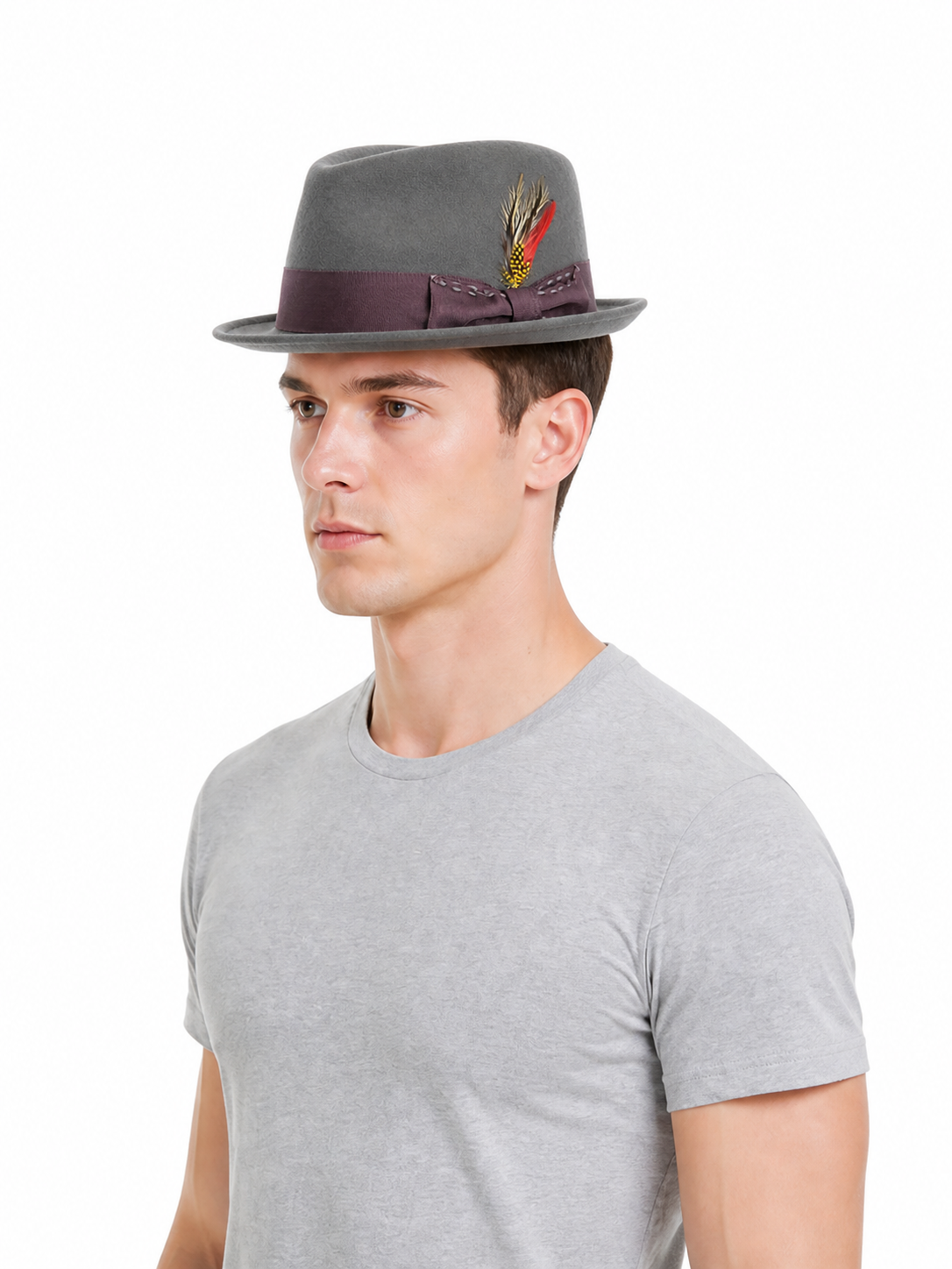 Carnival Fedora Hat with Feathers for Masquerade