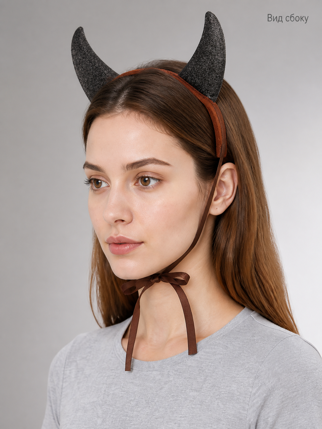 Black Carnival Headband with Horns for Halloween side view