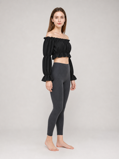 Cropped Off-the-Shoulder Top with Sleeves