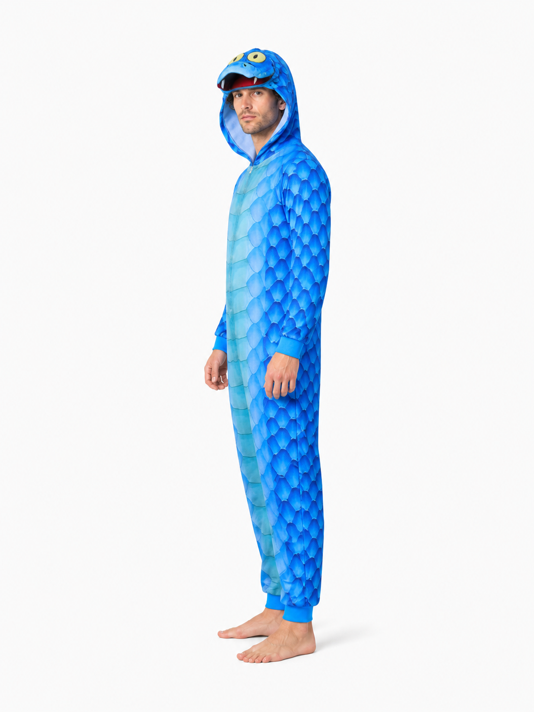Gary Snake Kigurumi with a Hood and Zipper side view