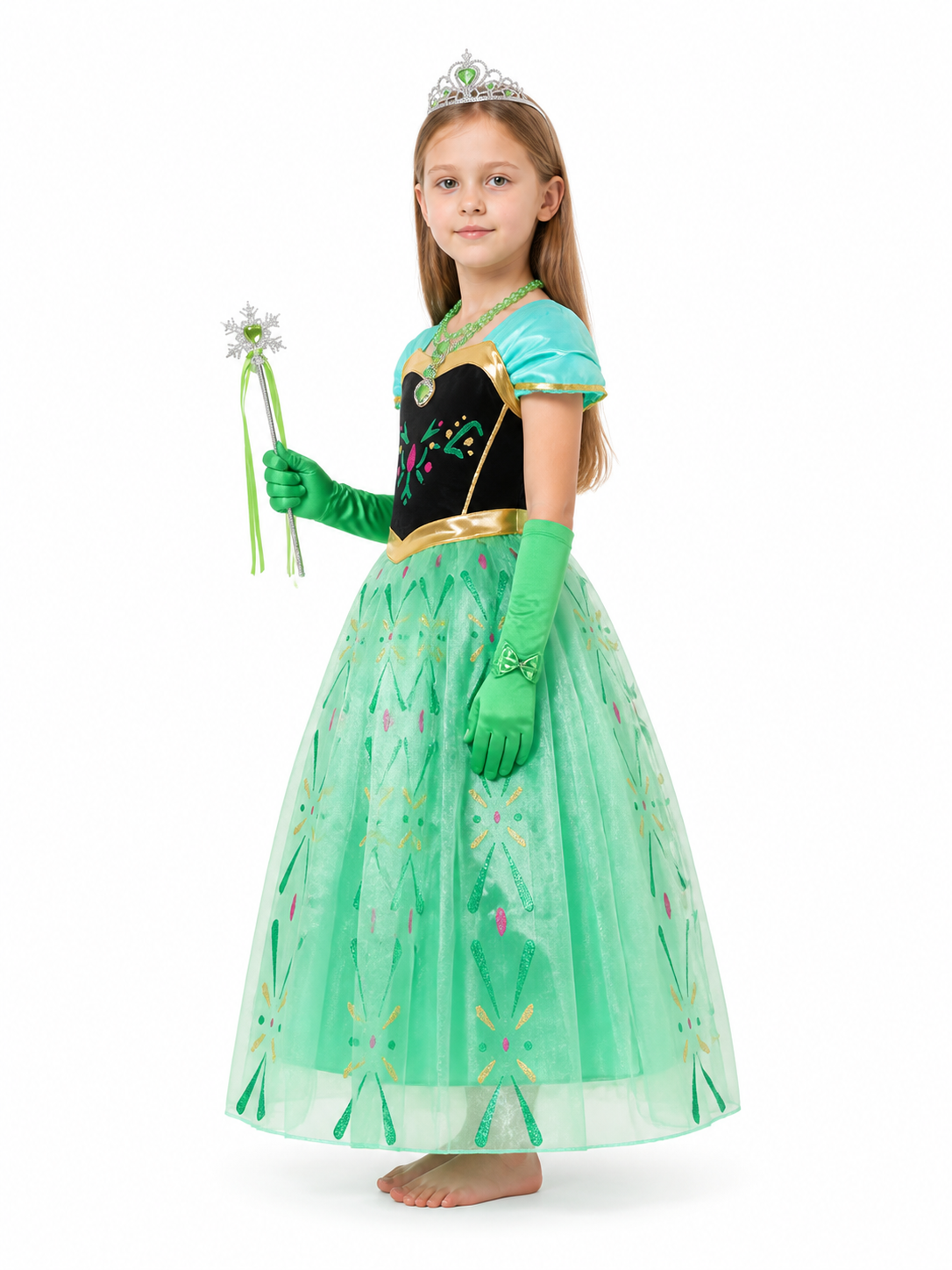 Princess Anna Costume with Crown and Accessories side view