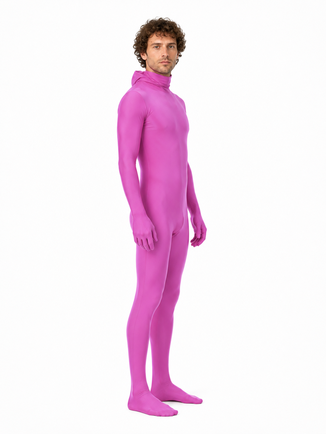 Hooded Zentai Jumpsuit with Open Face side view