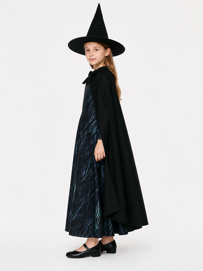 Blue Costume with Cape and Hat for Halloween side view