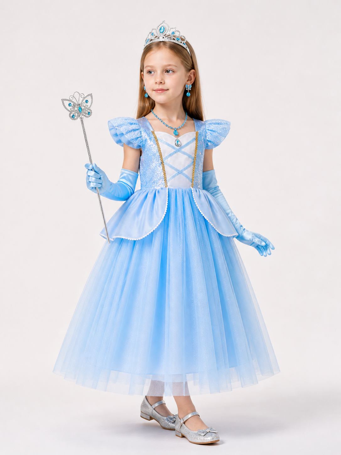 Blue Princess Costume for Halloween side view