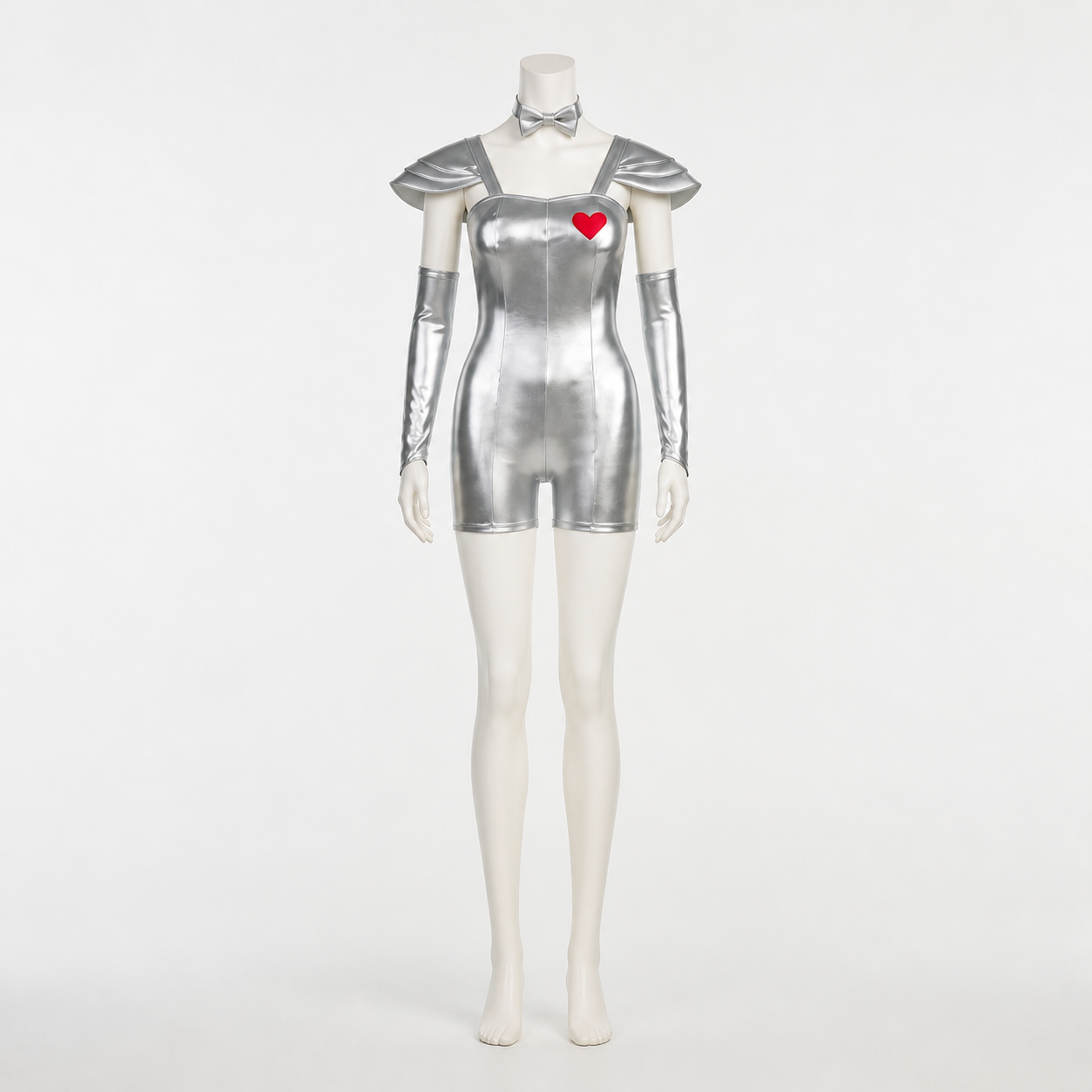 Silver Jumpsuit with Red Heart for Cosplay side view