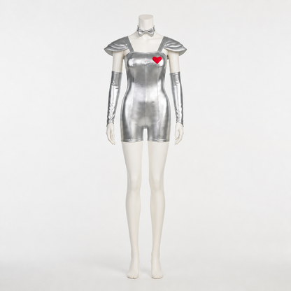 Silver Jumpsuit with Red Heart for Cosplay side view
