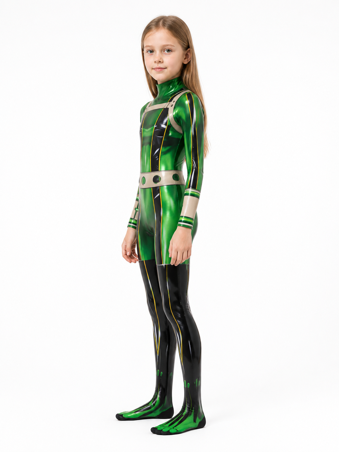 Tsuyu Asui Cosplay Jumpsuit with 3D Print for Halloween side view