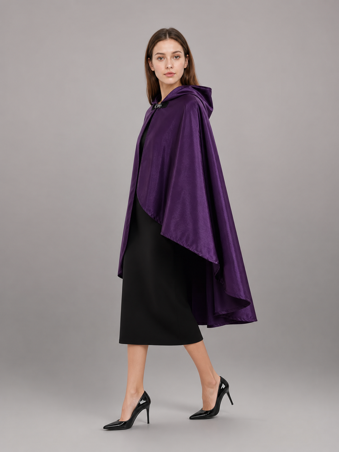 Purple Hooded Medieval Costume Cloak
