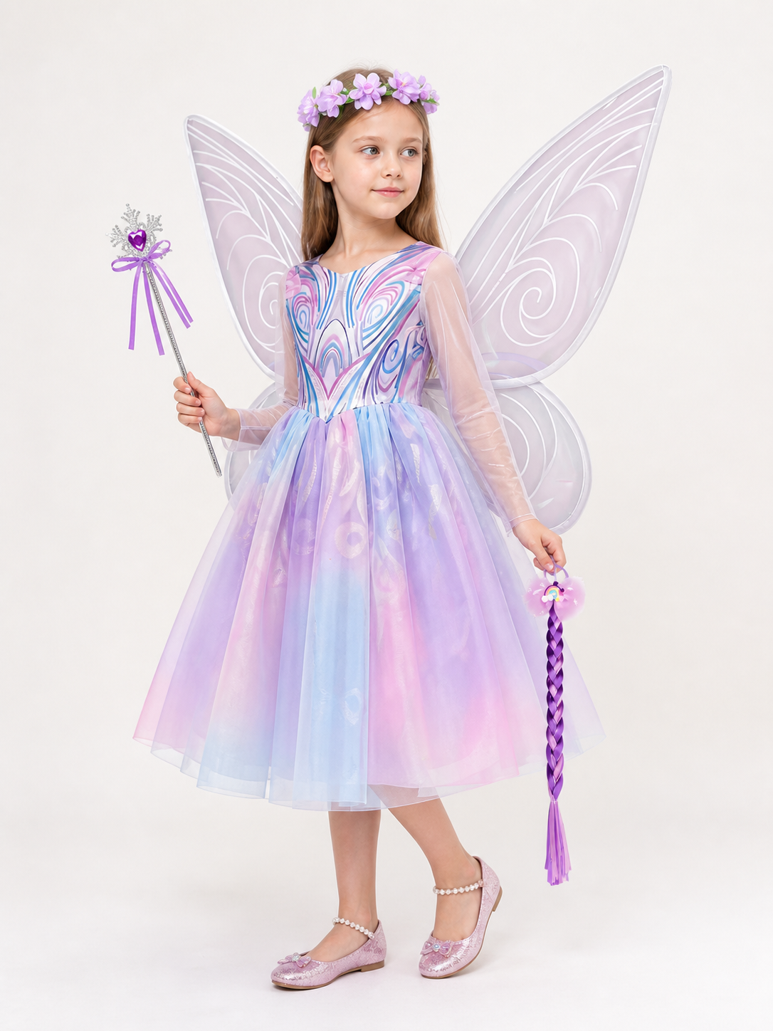 Fairy Princess Costume with Butterfly Wings side view