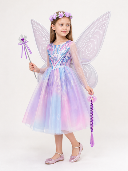 Fairy Princess Costume with Butterfly Wings side view